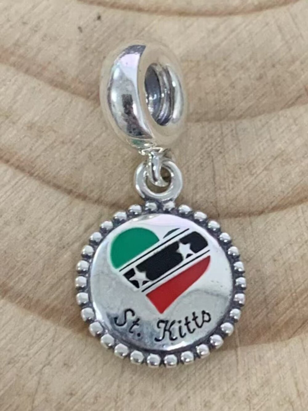 Pandora The Federation of Saint Kitts and Nevis Flag Charm, S925 Silver Jewelry